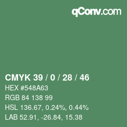 颜色代码: CMYK 39 / 0 / 28 / 46 | qconv.com