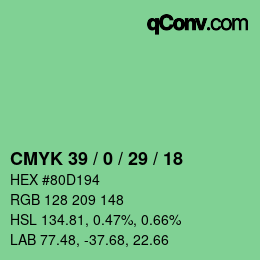 Farbcode: CMYK 39 / 0 / 29 / 18 | qconv.com