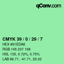 カラーコード: CMYK 39 / 0 / 29 / 7 | qconv.com
