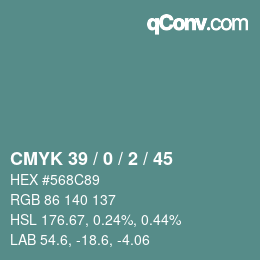 Color code: CMYK 39 / 0 / 2 / 45 | qconv.com