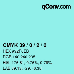 カラーコード: CMYK 39 / 0 / 2 / 6 | qconv.com