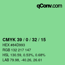 颜色代码: CMYK 39 / 0 / 32 / 15 | qconv.com