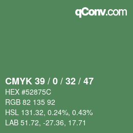 カラーコード: CMYK 39 / 0 / 32 / 47 | qconv.com