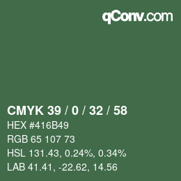 カラーコード: CMYK 39 / 0 / 32 / 58 | qconv.com