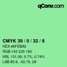 カラーコード: CMYK 39 / 0 / 32 / 8 | qconv.com