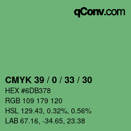 Farbcode: CMYK 39 / 0 / 33 / 30 | qconv.com