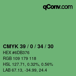 Farbcode: CMYK 39 / 0 / 34 / 30 | qconv.com