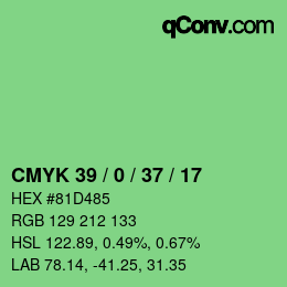 カラーコード: CMYK 39 / 0 / 37 / 17 | qconv.com