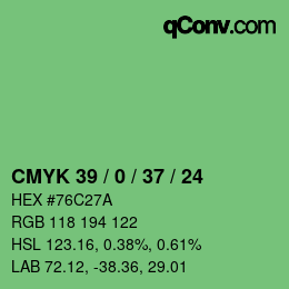 颜色代码: CMYK 39 / 0 / 37 / 24 | qconv.com