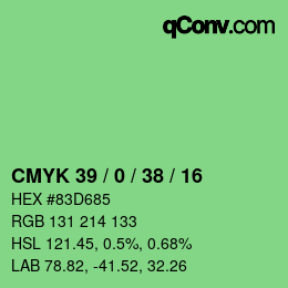 Color code: CMYK 39 / 0 / 38 / 16 | qconv.com