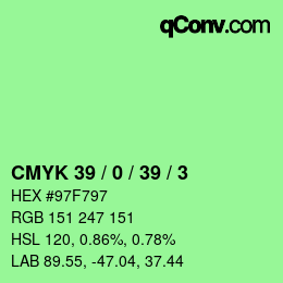 カラーコード: CMYK 39 / 0 / 39 / 3 | qconv.com