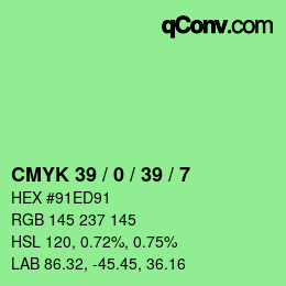 カラーコード: CMYK 39 / 0 / 39 / 7 | qconv.com