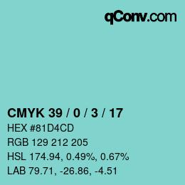 Código de color: CMYK 39 / 0 / 3 / 17 | qconv.com