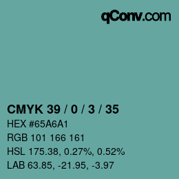 カラーコード: CMYK 39 / 0 / 3 / 35 | qconv.com