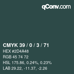 Color code: CMYK 39 / 0 / 3 / 71 | qconv.com