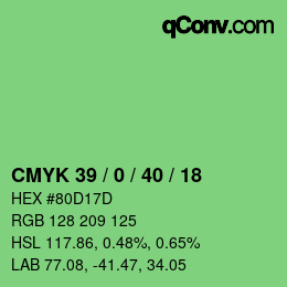 Farbcode: CMYK 39 / 0 / 40 / 18 | qconv.com