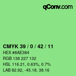 カラーコード: CMYK 39 / 0 / 42 / 11 | qconv.com