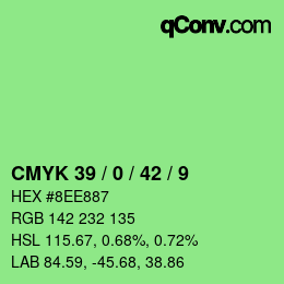 カラーコード: CMYK 39 / 0 / 42 / 9 | qconv.com