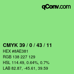 カラーコード: CMYK 39 / 0 / 43 / 11 | qconv.com