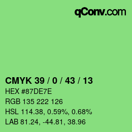 カラーコード: CMYK 39 / 0 / 43 / 13 | qconv.com