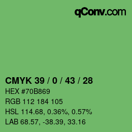 カラーコード: CMYK 39 / 0 / 43 / 28 | qconv.com
