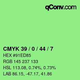 カラーコード: CMYK 39 / 0 / 44 / 7 | qconv.com