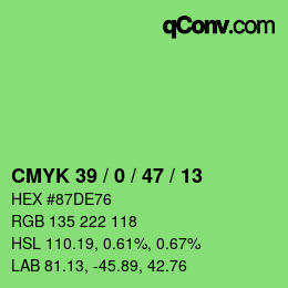 Color code: CMYK 39 / 0 / 47 / 13 | qconv.com