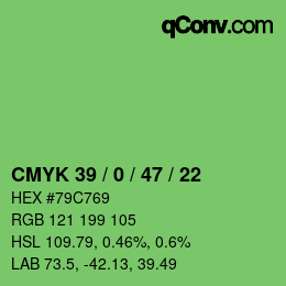 Color code: CMYK 39 / 0 / 47 / 22 | qconv.com