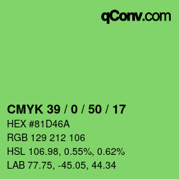 颜色代码: CMYK 39 / 0 / 50 / 17 | qconv.com