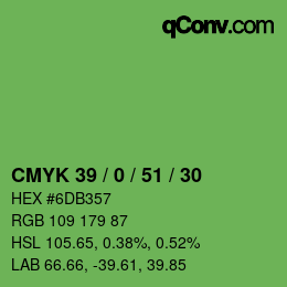 Farbcode: CMYK 39 / 0 / 51 / 30 | qconv.com