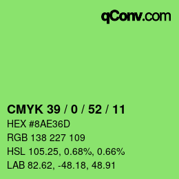 Color code: CMYK 39 / 0 / 52 / 11 | qconv.com