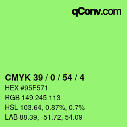 カラーコード: CMYK 39 / 0 / 54 / 4 | qconv.com