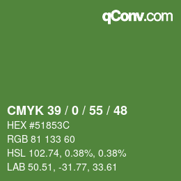 Color code: CMYK 39 / 0 / 55 / 48 | qconv.com