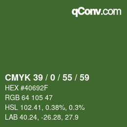 Color code: CMYK 39 / 0 / 55 / 59 | qconv.com