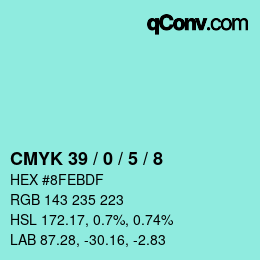 カラーコード: CMYK 39 / 0 / 5 / 8 | qconv.com