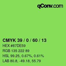 颜色代码: CMYK 39 / 0 / 60 / 13 | qconv.com