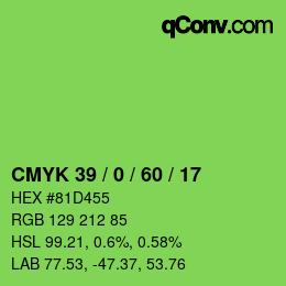 Color code: CMYK 39 / 0 / 60 / 17 | qconv.com