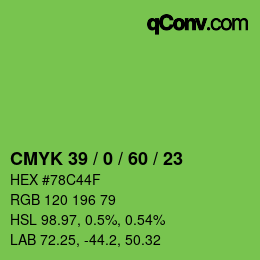 Color code: CMYK 39 / 0 / 60 / 23 | qconv.com