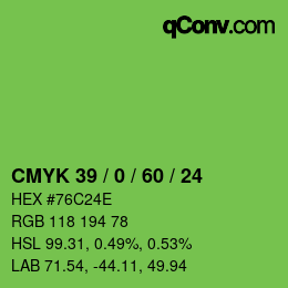 Color code: CMYK 39 / 0 / 60 / 24 | qconv.com