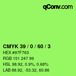 颜色代码: CMYK 39 / 0 / 60 / 3 | qconv.com