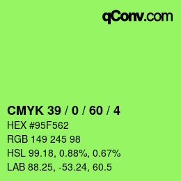 カラーコード: CMYK 39 / 0 / 60 / 4 | qconv.com