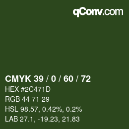 颜色代码: CMYK 39 / 0 / 60 / 72 | qconv.com