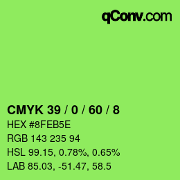 Color code: CMYK 39 / 0 / 60 / 8 | qconv.com