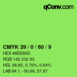 カラーコード: CMYK 39 / 0 / 60 / 9 | qconv.com