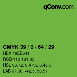 カラーコード: CMYK 39 / 0 / 64 / 29 | qconv.com