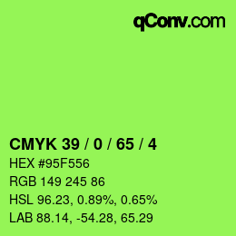 カラーコード: CMYK 39 / 0 / 65 / 4 | qconv.com