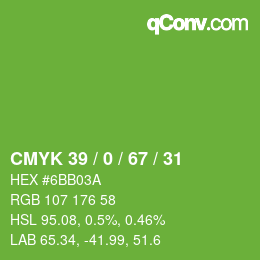 カラーコード: CMYK 39 / 0 / 67 / 31 | qconv.com