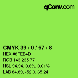 カラーコード: CMYK 39 / 0 / 67 / 8 | qconv.com