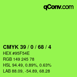 カラーコード: CMYK 39 / 0 / 68 / 4 | qconv.com