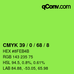 カラーコード: CMYK 39 / 0 / 68 / 8 | qconv.com
